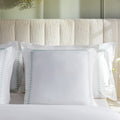 Milano Sea Spray Green Knot Embroidered 600 Thread Count Cotton Sateen Continental Square Pillowcases - Pair