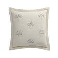 Meadow Cream Sprig Embroidered Quilted Linen Blend Continental Square Pillowcases - Pair