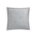 Valentina Grey Floral Embroidered 600 Thread Count Cotton Sateen Continental Square Pillowcases - Pair