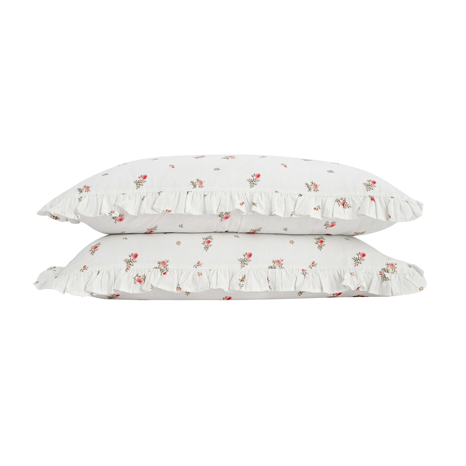Darcy Rose Ivory White Ruffle Linen Blend Pillowcases - Pair