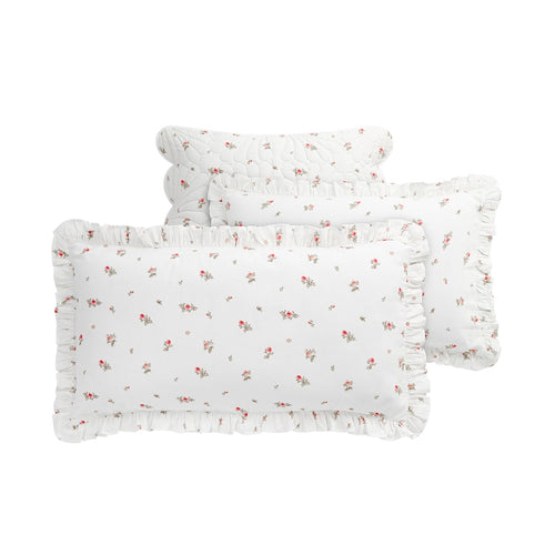 Darcy Rose Ivory White Ruffle Linen Blend Pillowcases - Pair