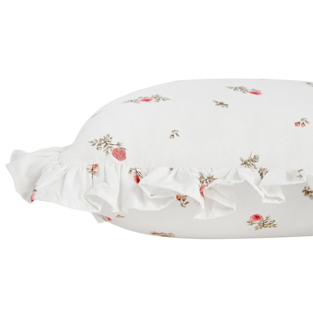 Darcy Rose Ivory White Ruffle Linen Blend Pillowcases - Pair