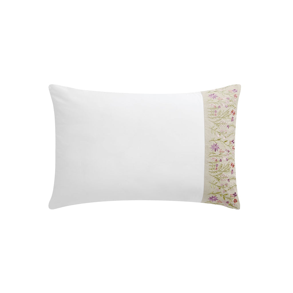 Evelyn Wildflower Embroidered 300 Thread Count Cotton Percale Regular Pillowcases - Pair