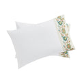 Flora & Fauna White Jacobean Floral Embroidered 300 Thread Count Cotton Percale Regular Pillowcases - Pair