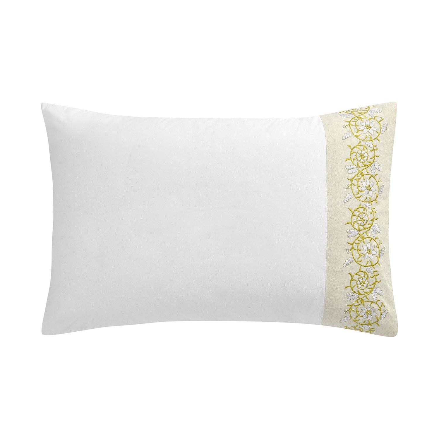 Jasmina White Floral Embroidered 300 Thread Count Cotton Percale Regular Pillowcases - Pair