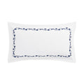 Adeline Midnight Blue Floral Embroidered 600 Thread Count Cotton Sateen King Size Oxford Pillowcases - Pair