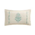 Isadora Teal Damask Embroidered Linen Blend King Size Oxford Pillowcases - Pair