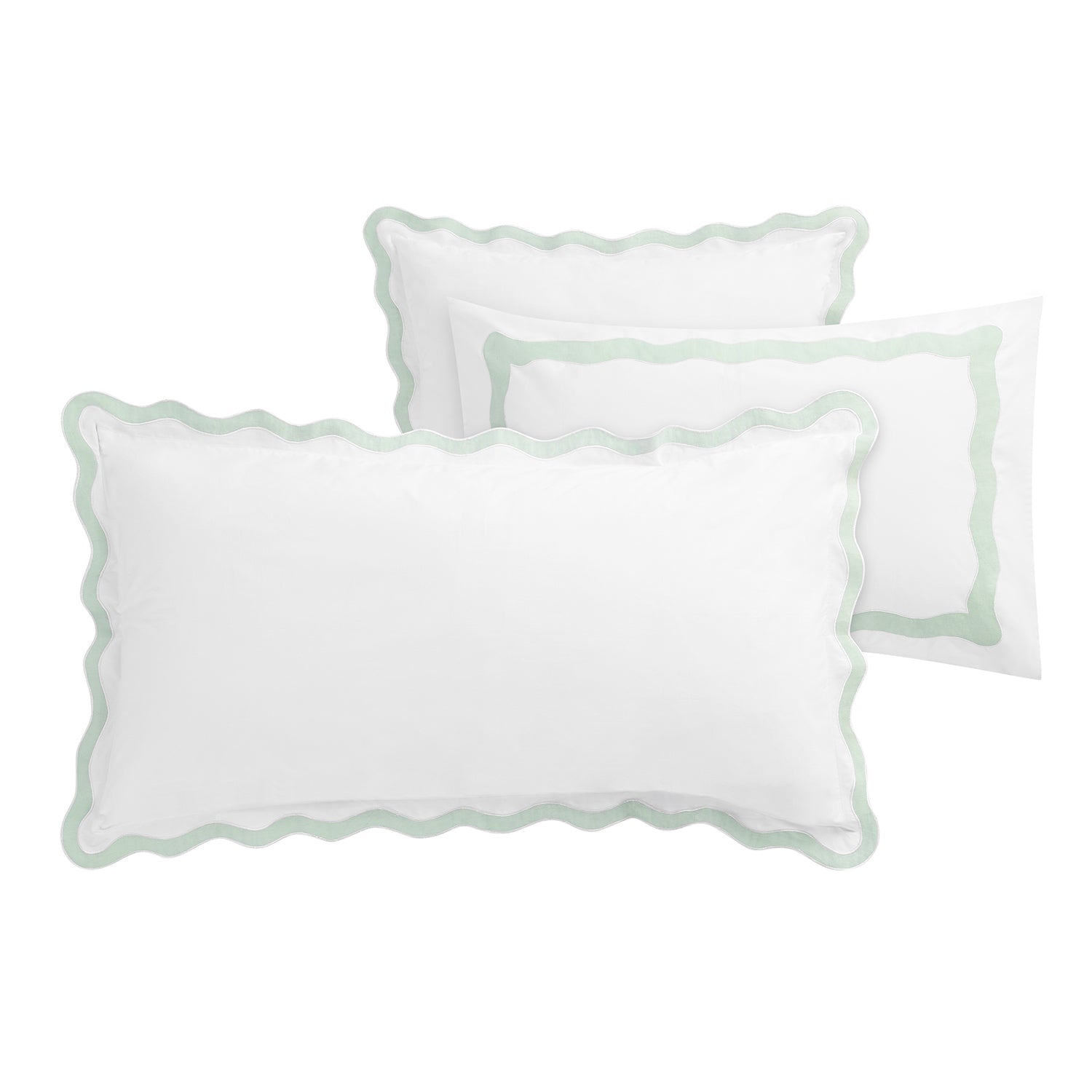 Lucinda Seafoam Green Wave 300 Thread Count Cotton Percale King Size Pillowcases - Pair