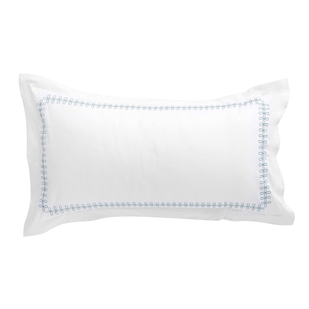 Milano Air Force Blue Knot Embroidered 600 Thread Count Cotton Sateen King Size Oxford Pillowcases - Pair