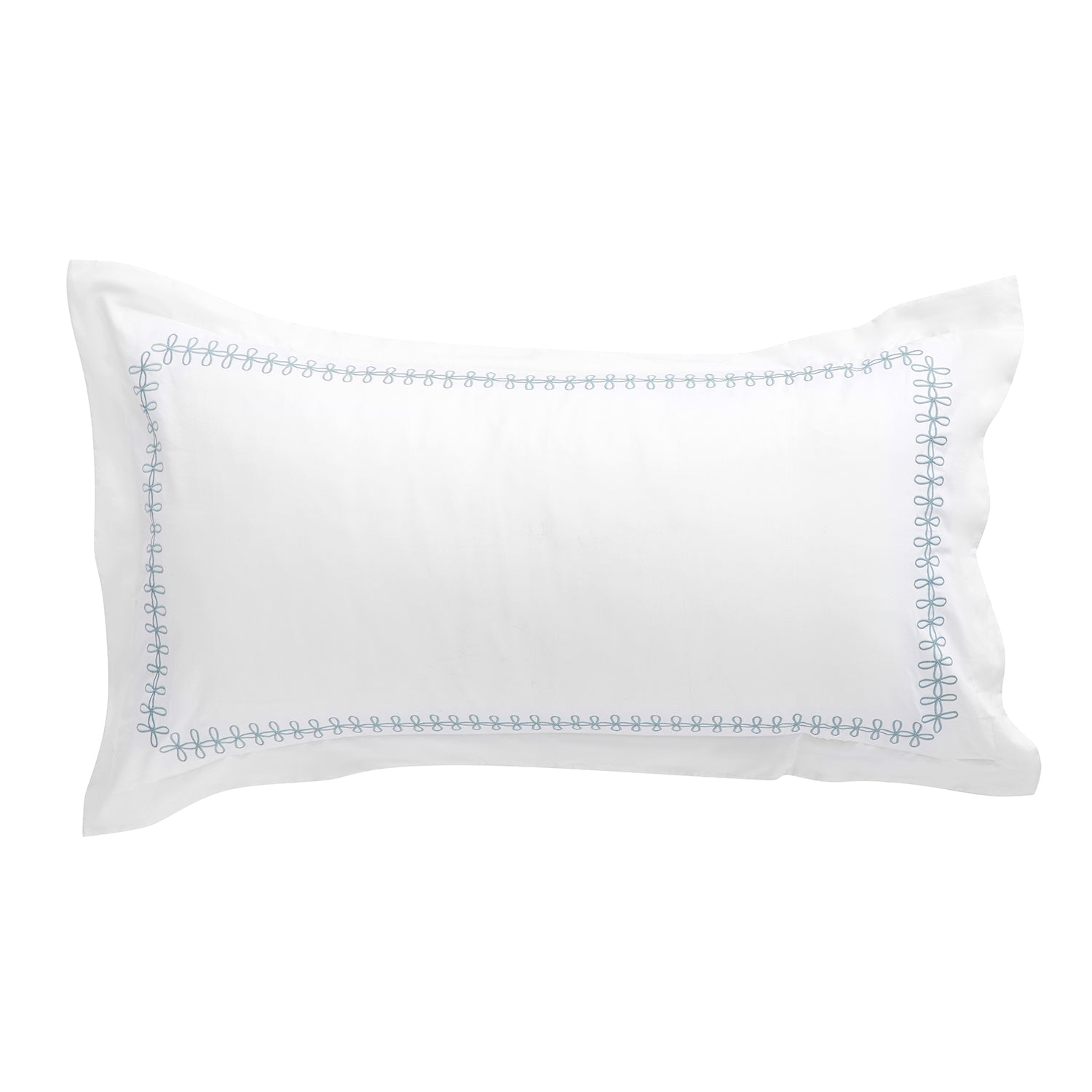 Milano Air Force Blue Knot Embroidered 600 Thread Count Cotton Sateen King Size Oxford Pillowcases - Pair