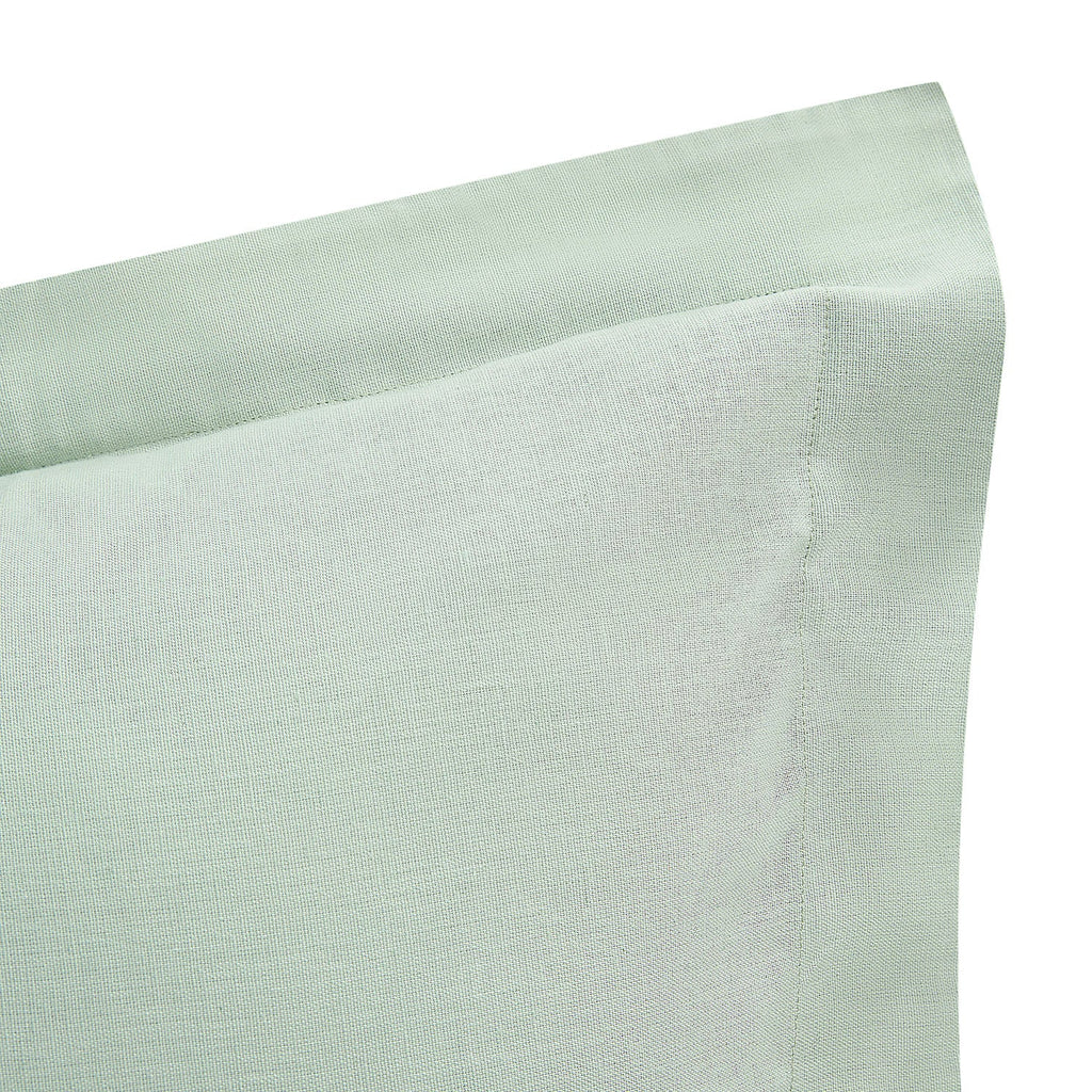 Meadow Seafoam Green Sprig Embroidered Linen Blend King Size Oxford Pillowcases - Pair