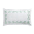 Elodie White & Seafoam Green Floral Embroidered 300 Thread Count Cotton Percale King Size Oxford Pillowcases - Pair