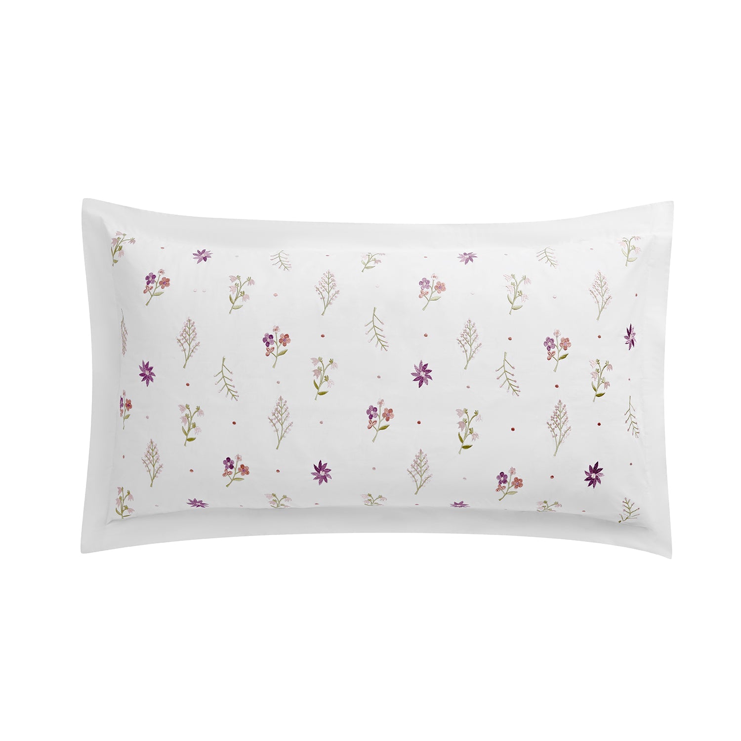 Evelyn Wildflower Embroidered 300 Thread Count Cotton Percale King Size Oxford Pillowcases - Pair