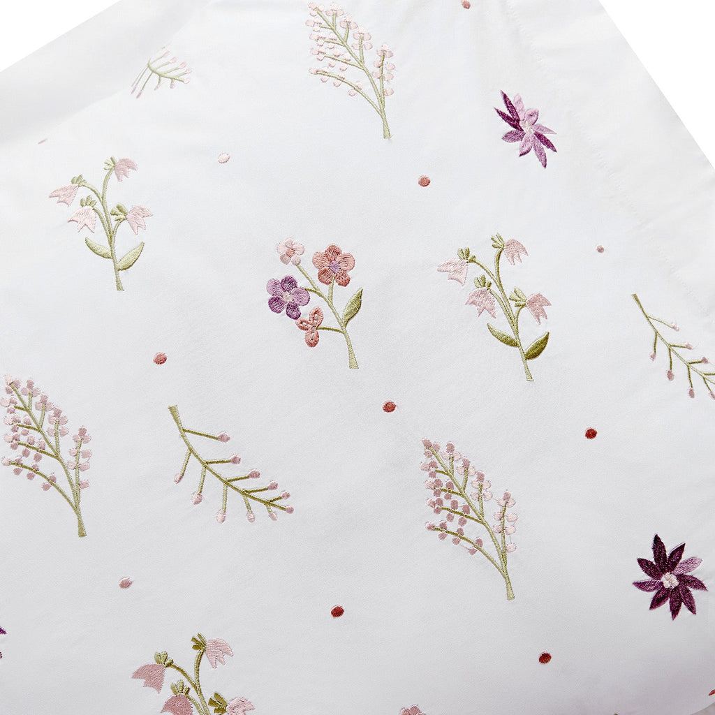 Evelyn Wildflower Embroidered 300 Thread Count Cotton Percale King Size Oxford Pillowcases - Pair