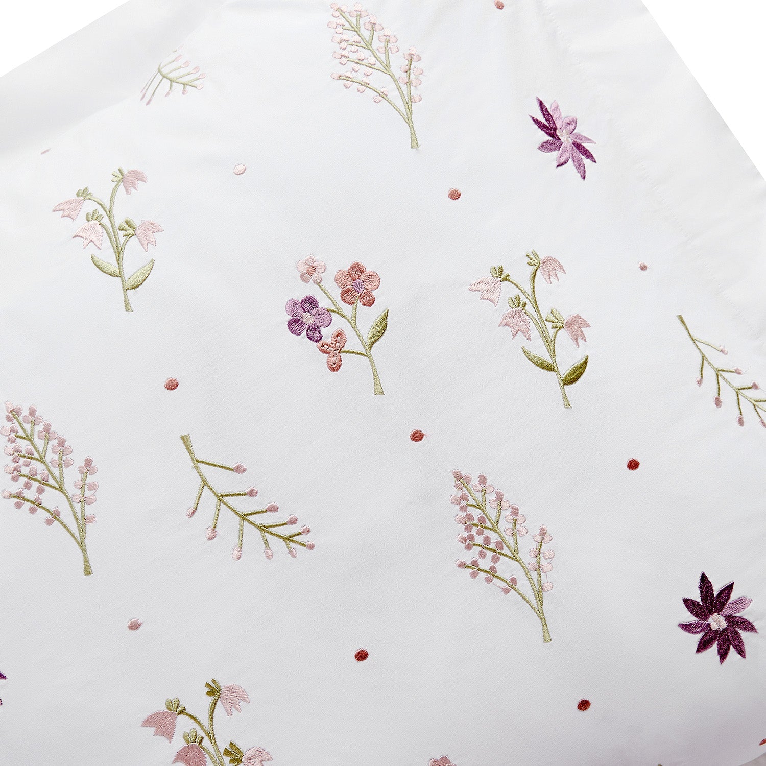 Evelyn Wildflower Embroidered 300 Thread Count Cotton Percale King Size Oxford Pillowcases - Pair