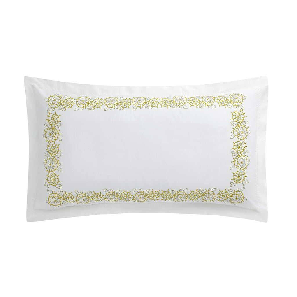 Jasmina White Floral Embroidered 300 Thread Count Cotton Percale King Size Oxford Pillowcases - Pair