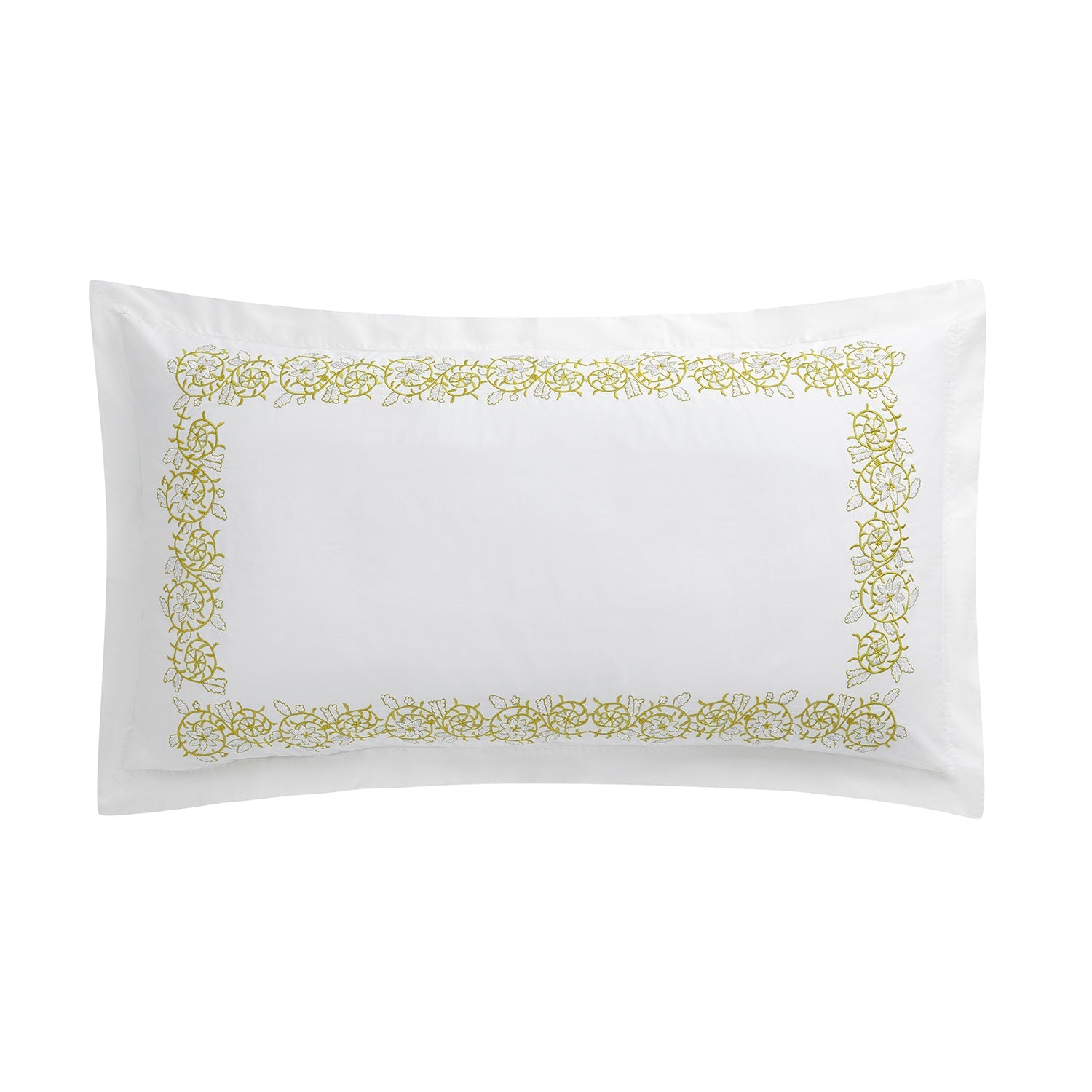 Jasmina White Floral Embroidered 300 Thread Count Cotton Percale King Size Oxford Pillowcases - Pair