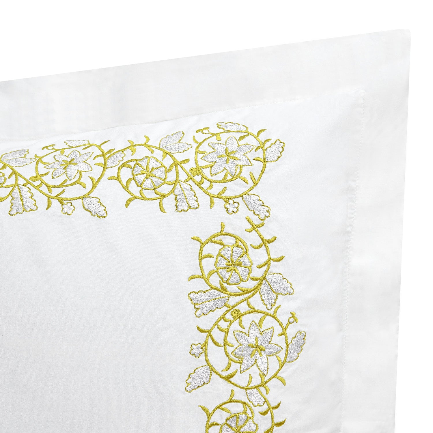 Jasmina White Floral Embroidered 300 Thread Count Cotton Percale King Size Oxford Pillowcases - Pair