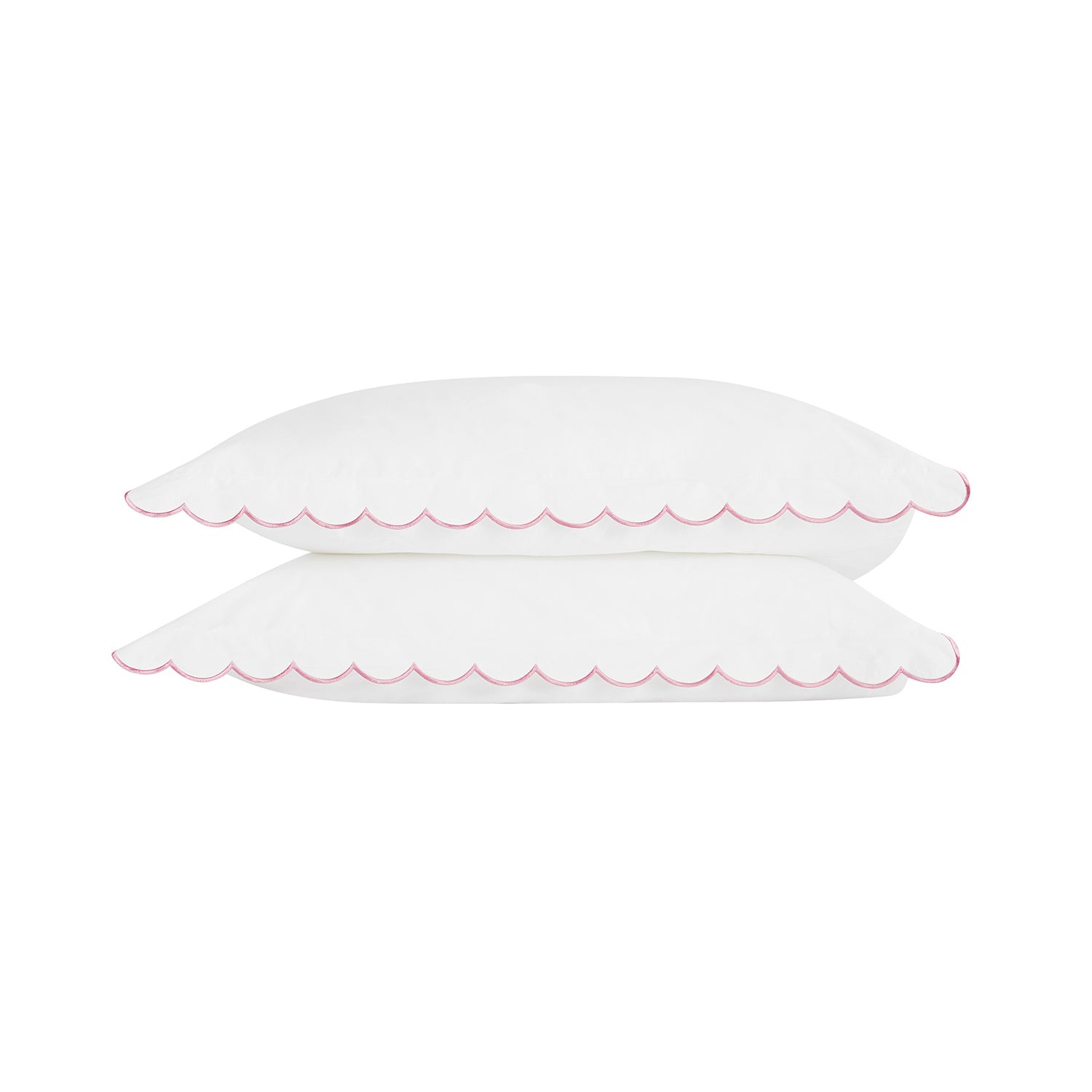 Margot Rose Pink Embroidered Scallop 300 Thread Count Cotton Percale Pillowcases - Pair