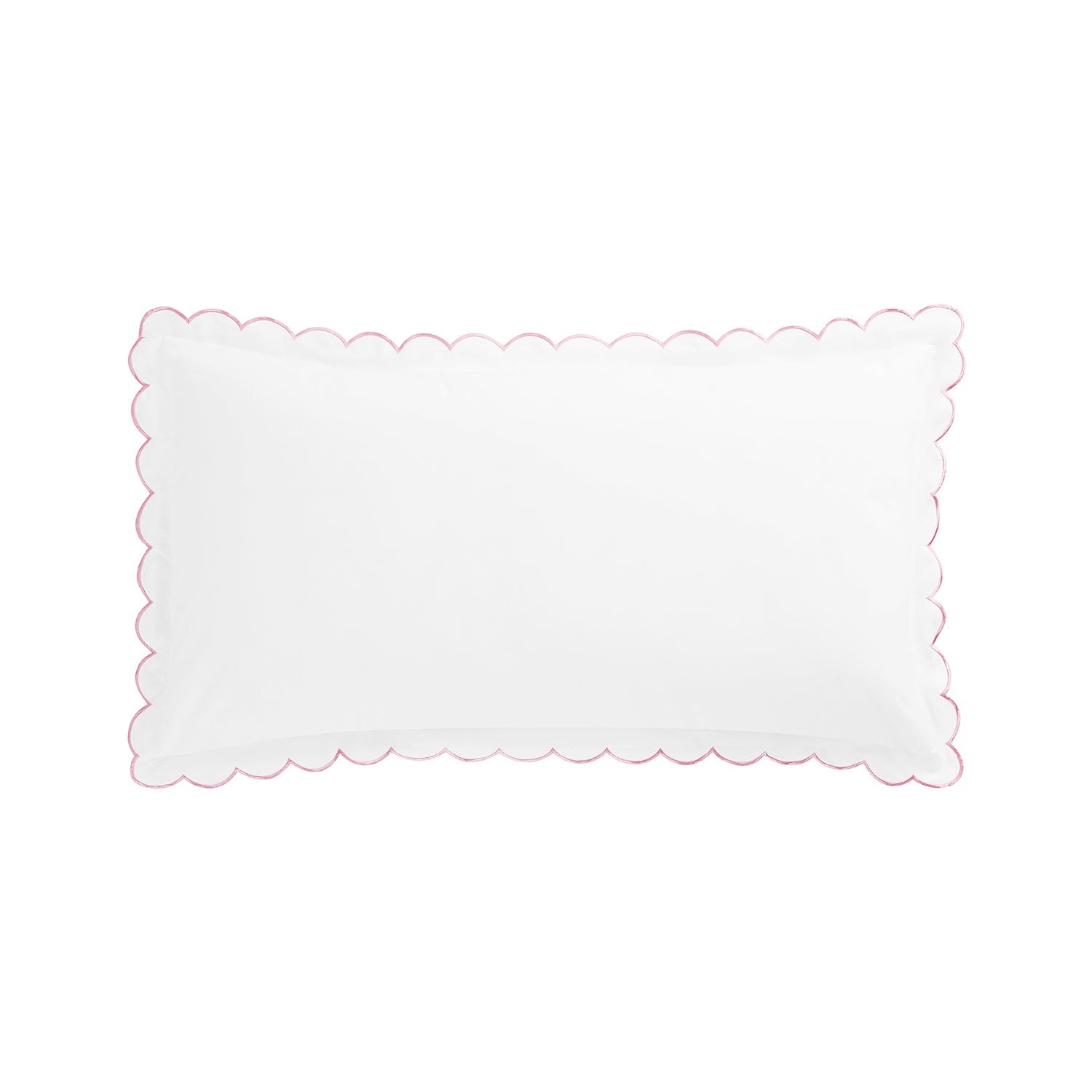 Margot Rose Pink Embroidered Scallop 300 Thread Count Cotton Percale Pillowcases - Pair
