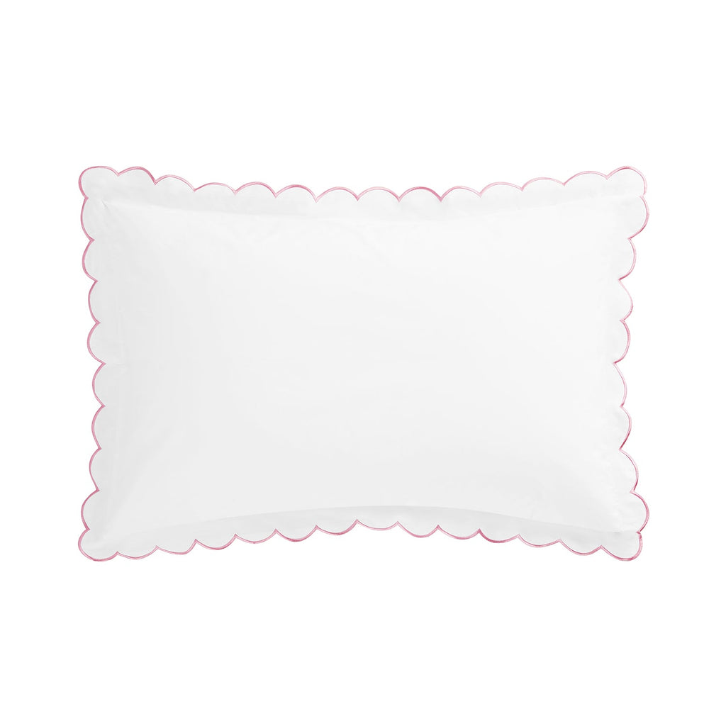 Margot Rose Pink Embroidered Scallop 300 Thread Count Cotton Percale Pillowcases - Pair