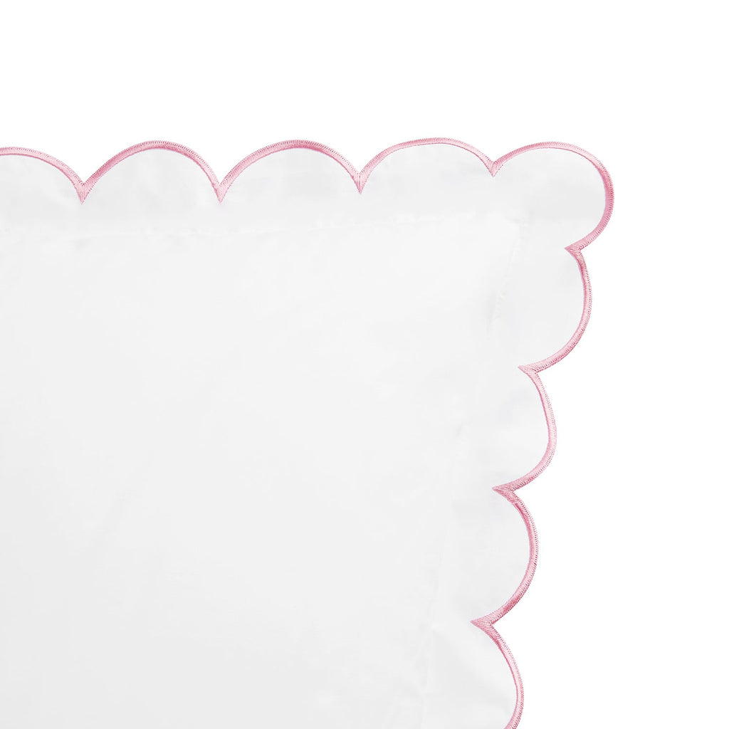 Margot Rose Pink Embroidered Scallop 300 Thread Count Cotton Percale Pillowcases - Pair