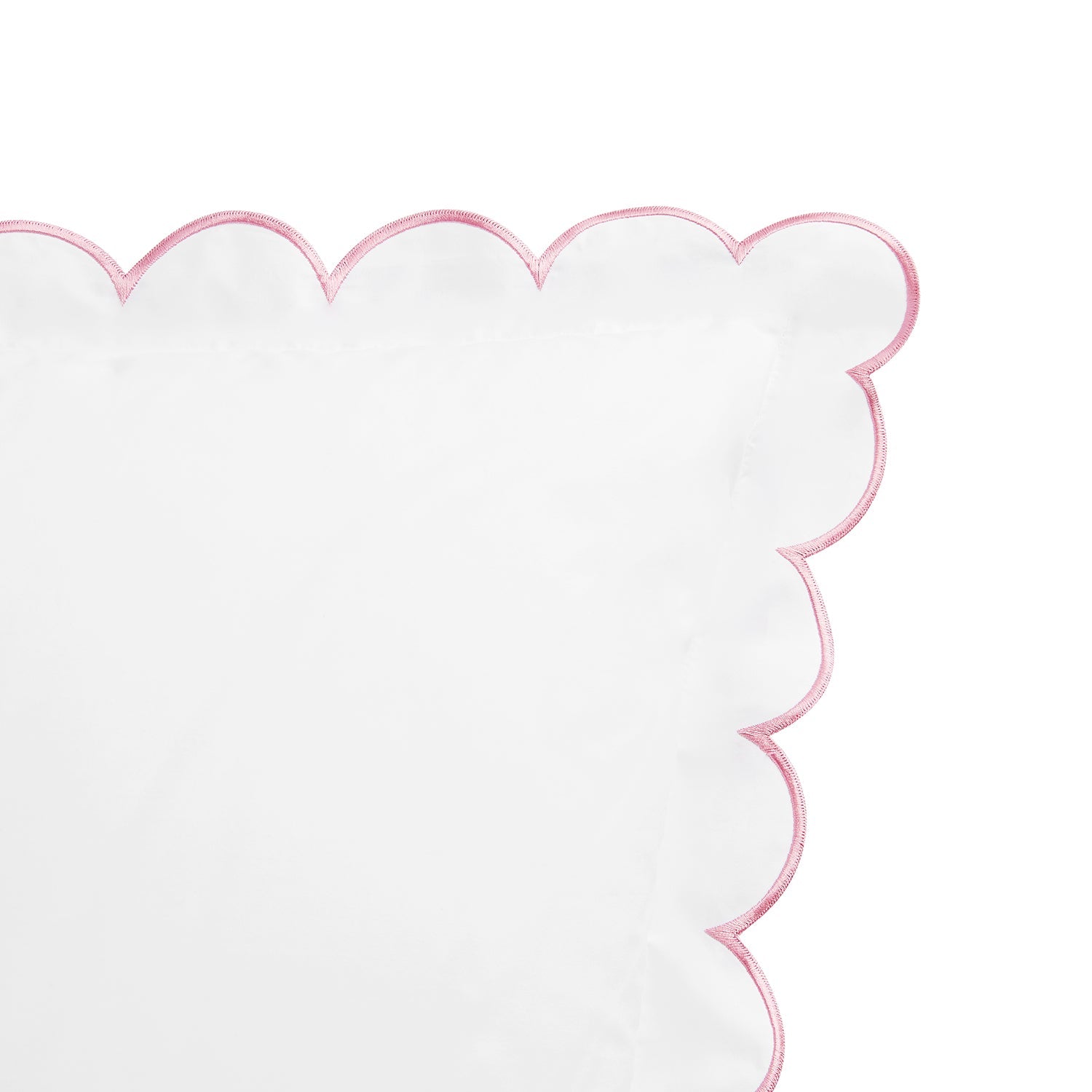 Margot Rose Pink Embroidered Scallop 300 Thread Count Cotton Percale Pillowcases - Pair