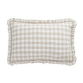 Matilda Beige Gingham Ruffle Linen Blend Pillowcases - Pair