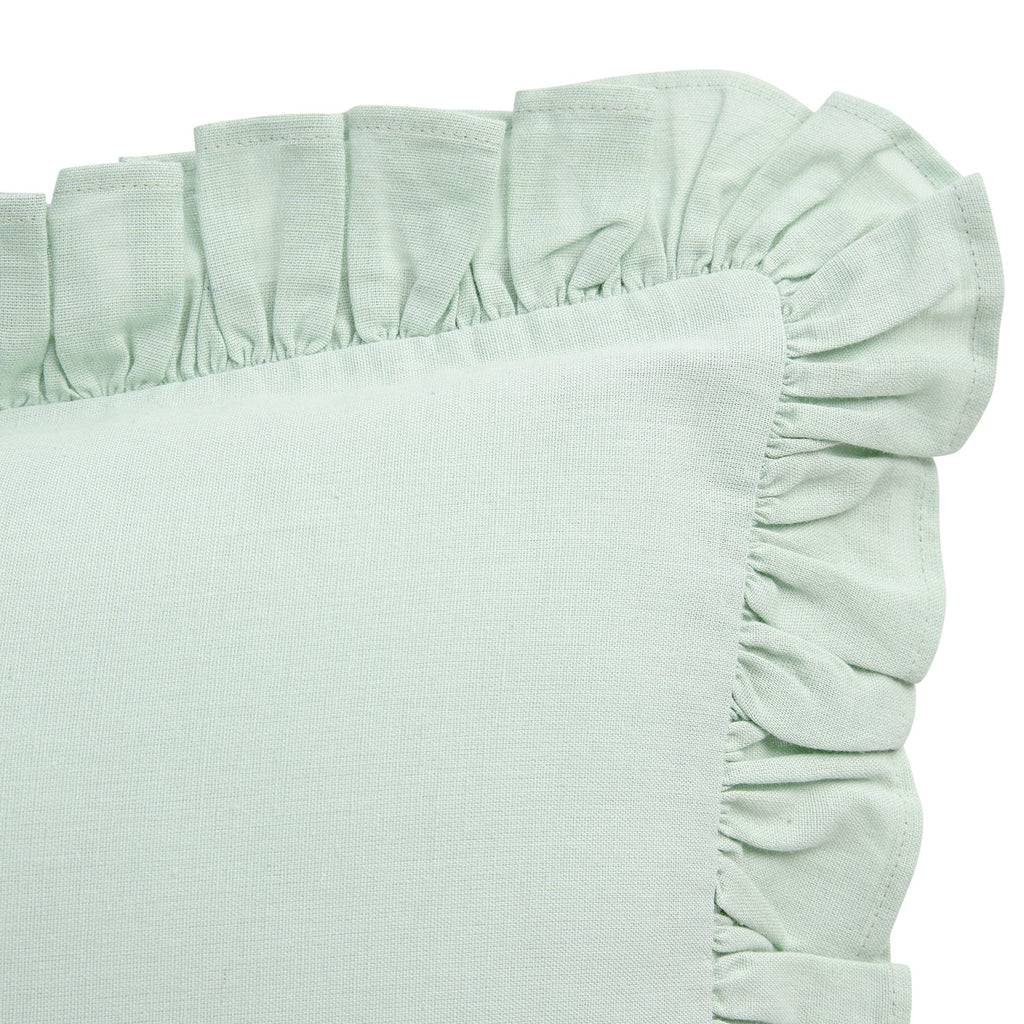 Matilda Seafoam Green Ruffle Linen Blend Pillowcases - Pair