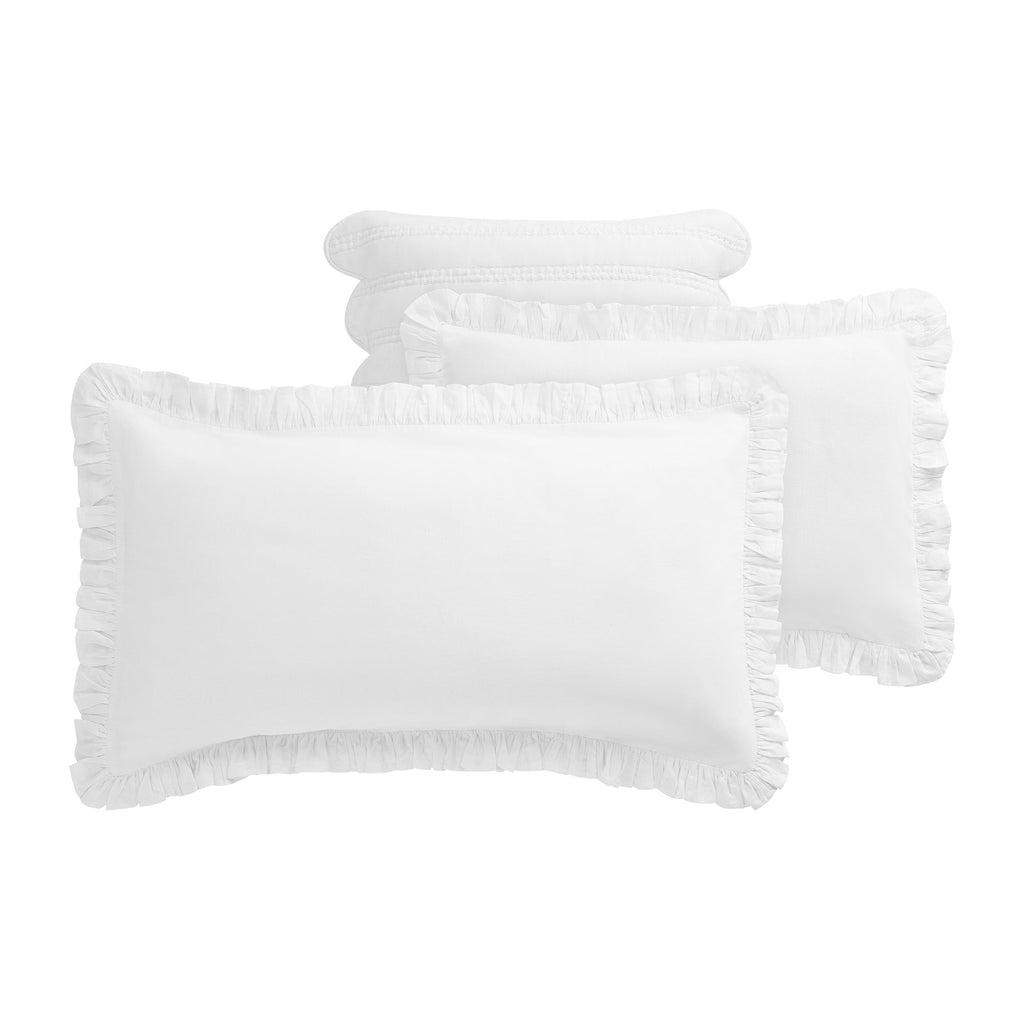 Matilda White Ruffle Linen Blend Pillowcases - Pair