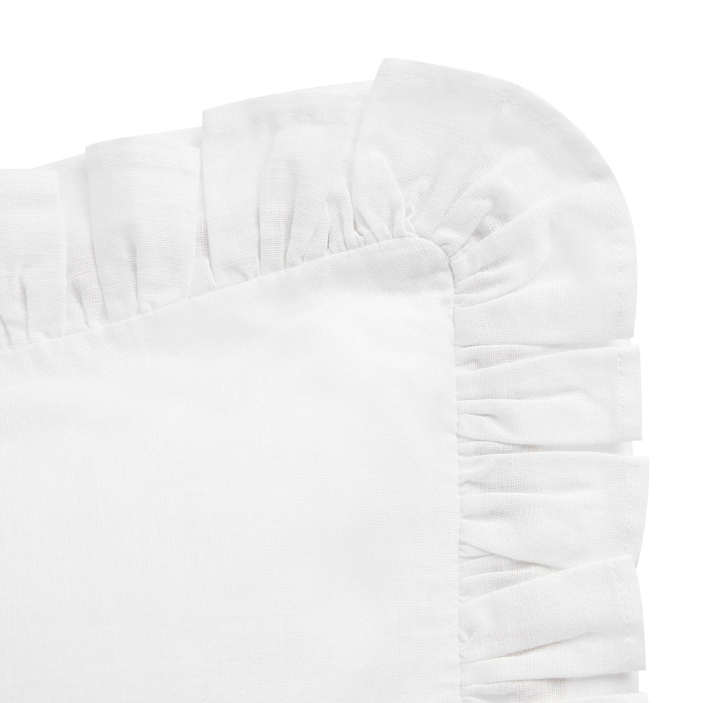 Matilda White Ruffle Linen Blend Pillowcases - Pair