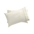 Gabrielle Ivory Leaf Embroidered 600 Thread Count Cotton Sateen Regular Pillowcases - Pair