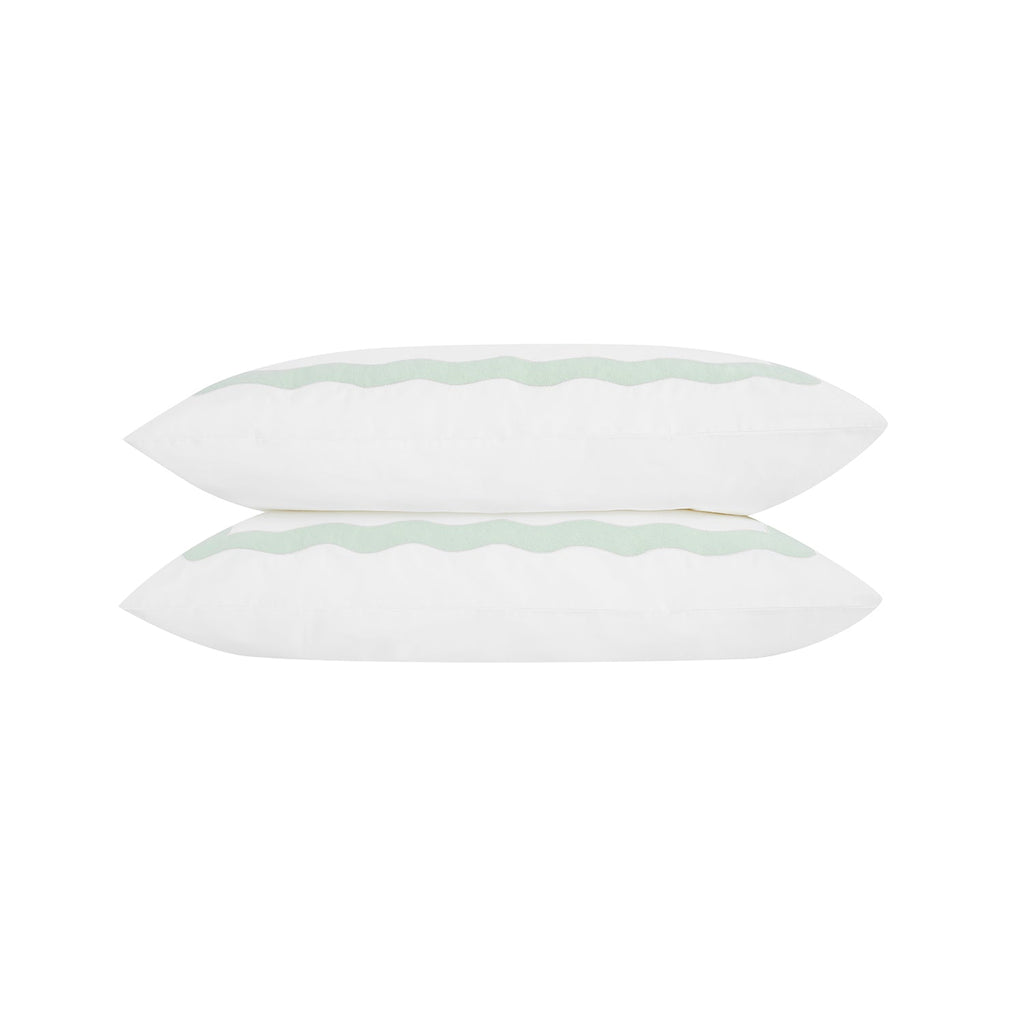 Lucinda Seafoam Green Wave 300 Thread Count Cotton Percale Regular Pillowcases - Pair