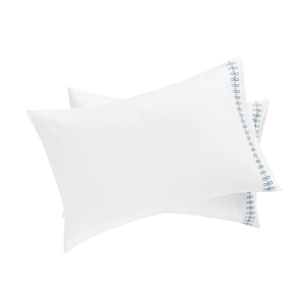 Milano Air Force Blue Knot Embroidered 600 Thread Count Cotton Sateen Regular Pillowcases - Pair