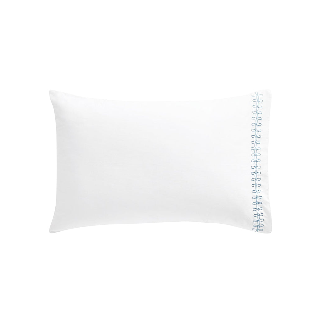 Milano Air Force Blue Knot Embroidered 600 Thread Count Cotton Sateen Regular Pillowcases - Pair