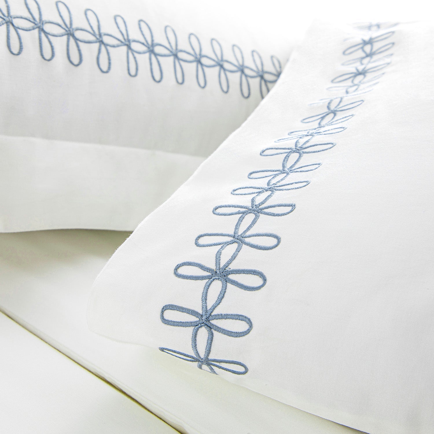 Milano Air Force Blue Knot Embroidered 600 Thread Count Cotton Sateen Regular Pillowcases - Pair