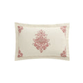 Isadora Garnet Red Damask Embroidered Linen Blend Regular Pillowcases - Pair