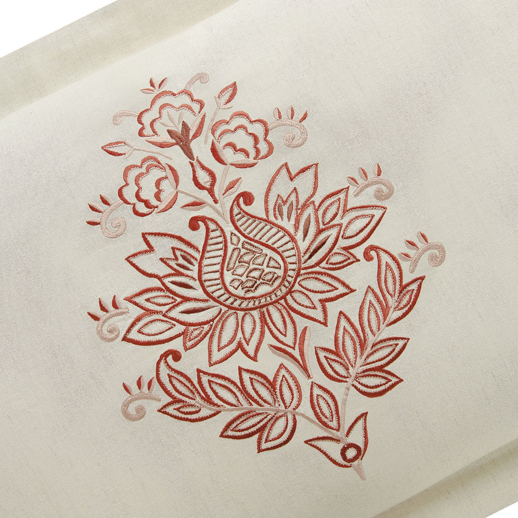 Isadora Garnet Red Damask Embroidered Linen Blend Regular Pillowcases - Pair