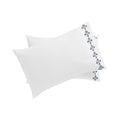 Kingsbury Navy & Powder Blue Heritage Embroidered 600 Thread Count Cotton Sateen Regular Pillowcases - Pair