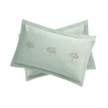 Meadow Seafoam Green Sprig Embroidered Linen Blend Regular Oxford Pillowcases - Pair