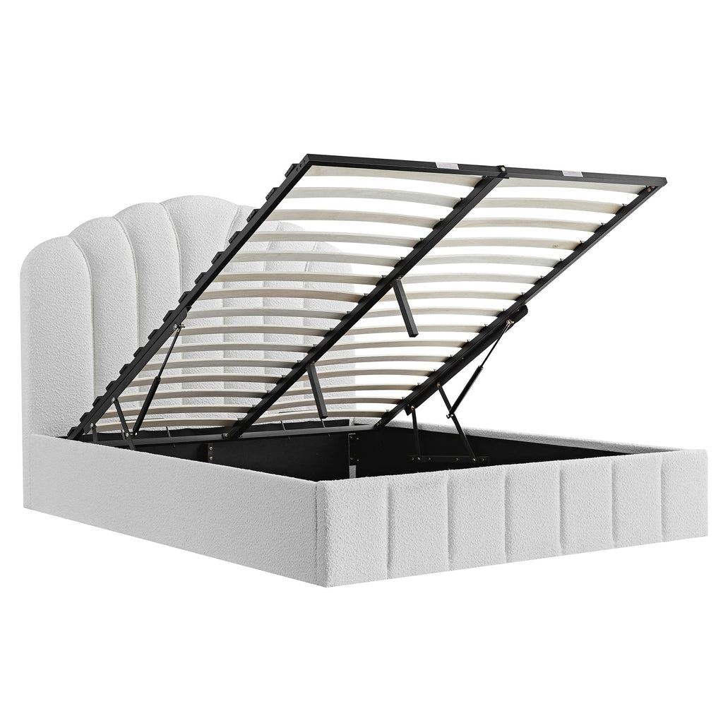 Hana Ottoman Storage Bed, Ecru Boucle
