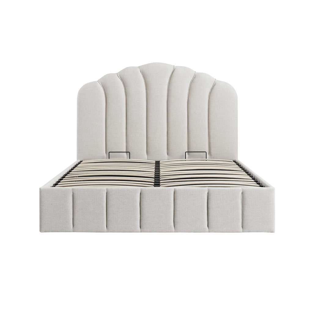 Hana Ottoman Storage Bed, Ivory Weave Fabric