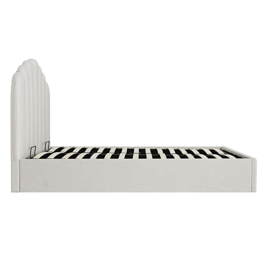 Hana Ottoman Storage Bed, Ivory Weave Fabric