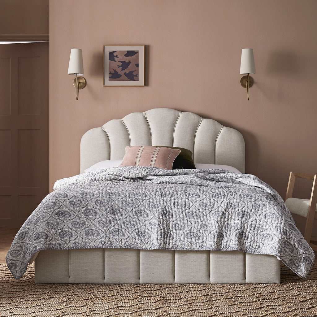 Hana Ottoman Storage Bed, Ivory Weave Fabric