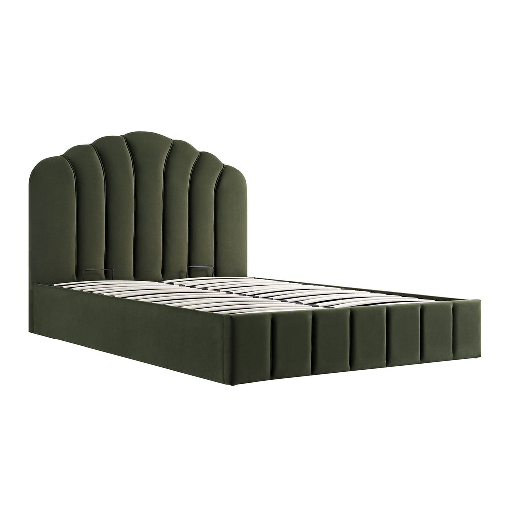 Hana Ottoman Storage Bed, Moss Green Velvet