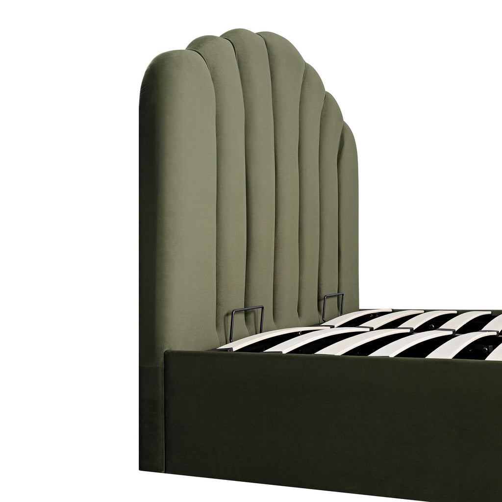 Hana Ottoman Storage Bed, Moss Green Velvet