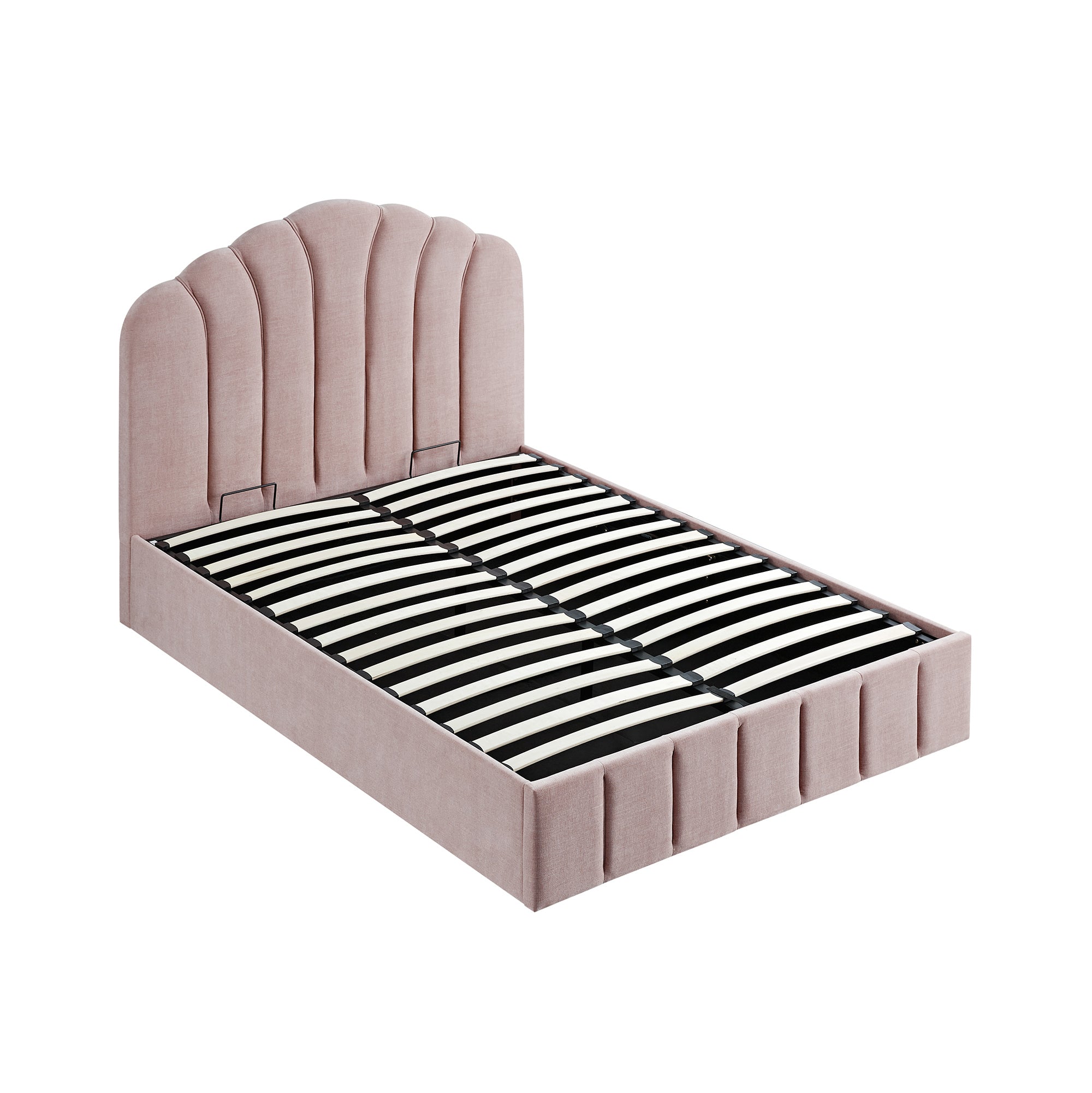 Hana Ottoman Storage Bed, Petal Pink Chenille