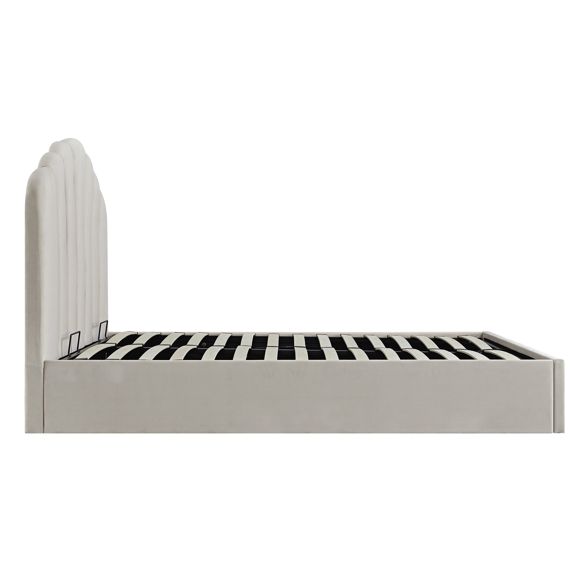 Hana Ottoman Storage Bed, Warm Stone Velvet