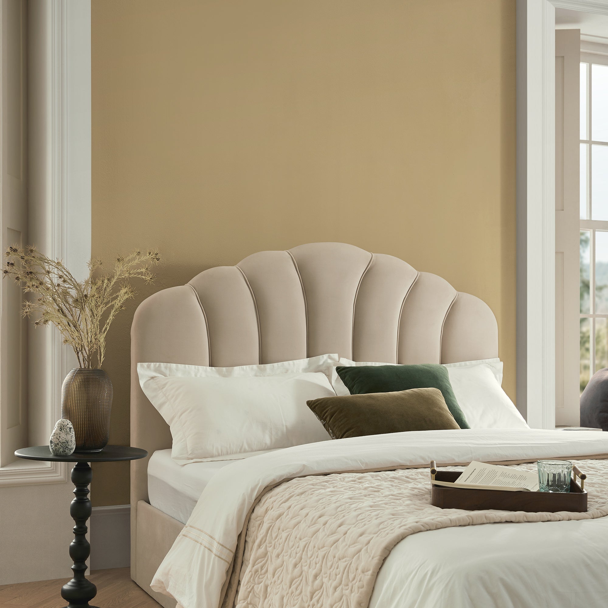 Hana Ottoman Storage Bed, Warm Stone Velvet