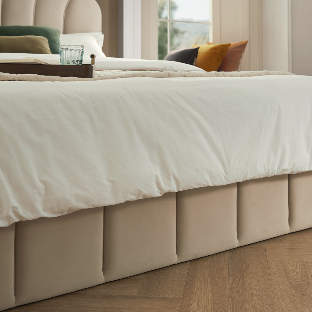 Hana Ottoman Storage Bed, Warm Stone Velvet